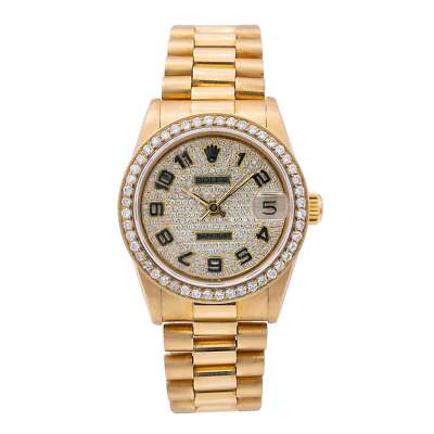 Rolex Datejust 31mm Yellow Gold Custom Diamond Dial and Bezel - 68278