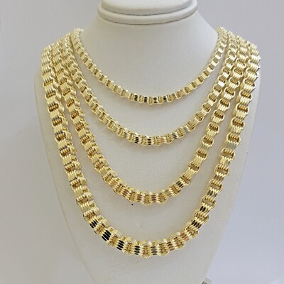 10k Yellow Gold Necklace Box Byzantine Chain 4mm 5mm 6mm