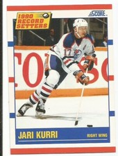 JARI KURRI 1990-91 SCORE RECORD SETTERS CARD NM-MT+/NM-MT CONDITION