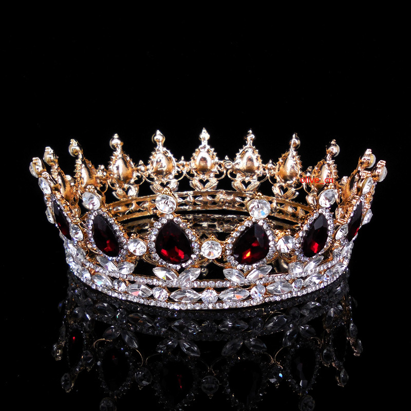 5 cm de Alto Rubí Rojo Brillante Cristal Dorado Reina Corona Boda Baile de graduación Fiesta Princesa