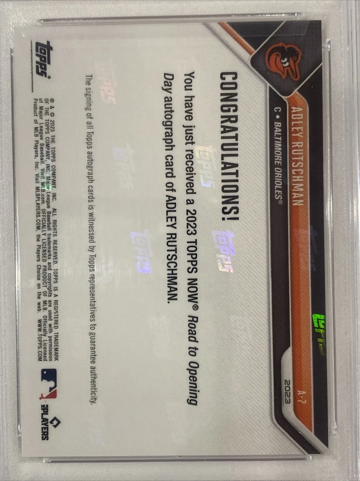 2023 Topps Now Road to Opening Day Adley Rutschman Auto PSA 10 Red 9/10 RC Pop 1 - Image 4 of 4