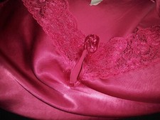 Vtg Satin Shiny Pink Babydoll w Lace inset Nightgown Negligee