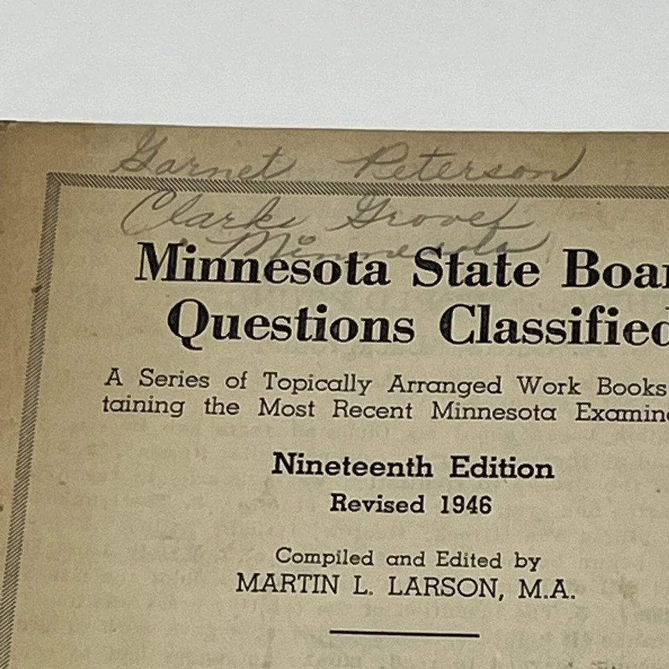 1946 Minnesota State Board Questions Classified Workbooks Textbook Lot Of 3 Book - Image 3 of 4