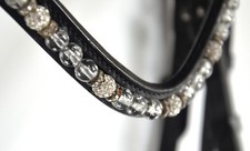 TRENSE,schwarz mit silber Perlen+Strass, Reithalfter schwed-kombiniert Gr. XL