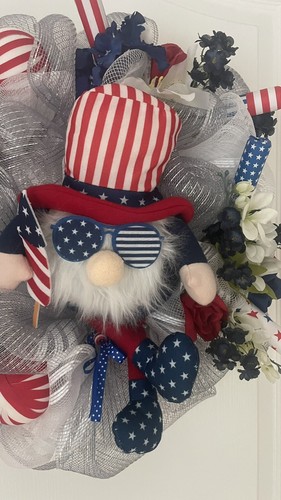 Patriotic Independence Day Wreath, Memorial Day Wreath, 4th Of July Theme Wreath - Picture 3 of 4