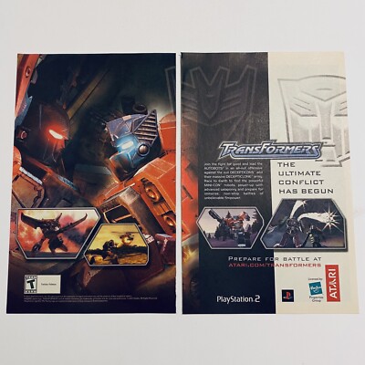 Transformers PS2 Sony PlayStation Game Promo Poster Atari 2000s Rare Print Ad
