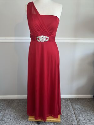 Betsy & Adam Womens Overlay Maxi Formal Evening Dress Gown Red 12