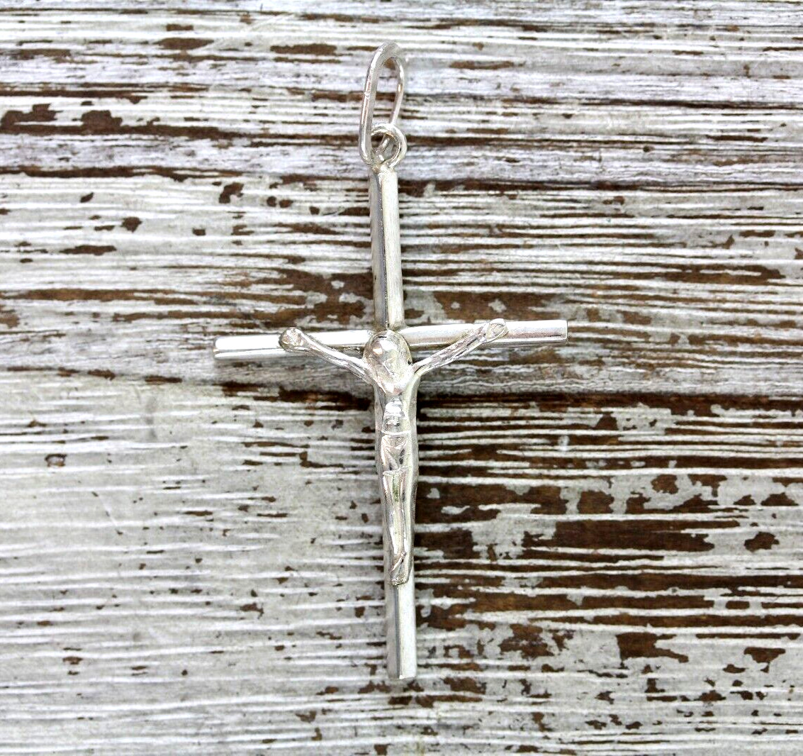VINTAGE CRUCIFIX JESUS CROSS STERLING SILVER 925 PEND… - Gem