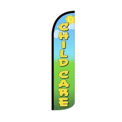Child Care Swooper Flutter Feather Flag | 3ft W x 11.5ft Tall