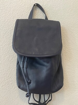 Talbots Navy Blue Genuine Leather Backpack