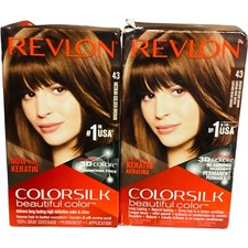 Revlon Colorsilk Beautiful 43 Medium Golden Brown W/Keratin Shelfwear LOT OF 2