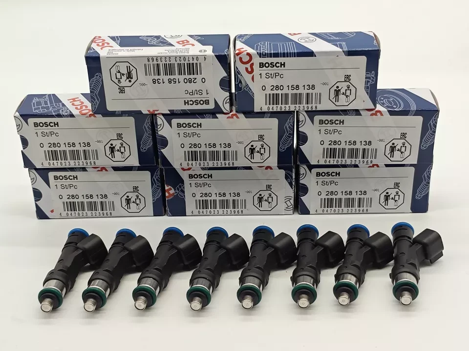 8PCS Original BOSCH Fuel Injectors OEM 0280158138 for 2007-2009 Ford F-150 5.4L Foto 2 de 4