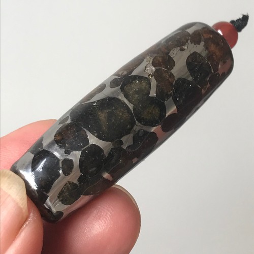 Sericho Pallasite Meteorite Perfect TianZhu Pendant Handmade Beads Sealed Glaz - Picture 6 of 17