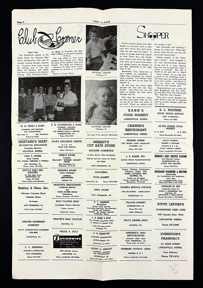 1959 The Flash Hempfield High School Landisville PA Vintage Student