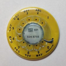 Yellow Phone Dial Fridge Magnet 1970s Style B...