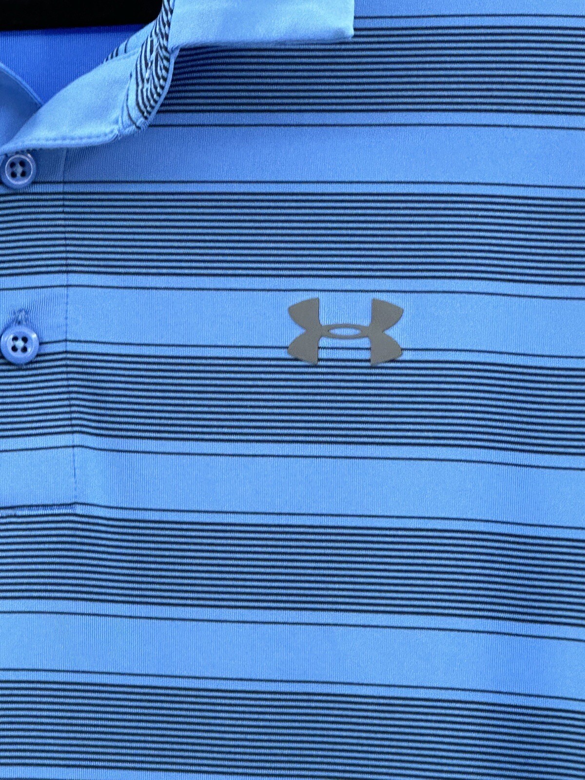 Under Armour Polo Shirt HeatGear Men's XLarge Short Sleeve Loose Striped EUC thumbnail 3
