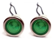 Universal 12V Dash Indicator Light 2 Green 1/2" Mounting Hole Chrome Ring