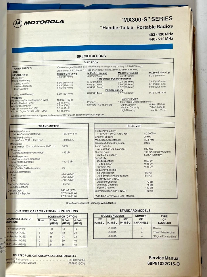 Motorola MX300 Series FM Two Way Radio Handie Talkie Manuals - Image 3 of 4