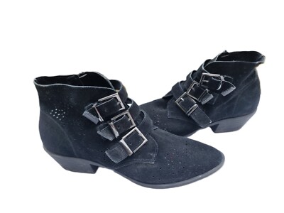 Steampunk Suede Leather Ankle Boots 39 Rock Short Western