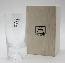 Traditional Tajima Glass Edo Glass Mt. Fuji Mini Tumbler in Wooden Box Tokyo