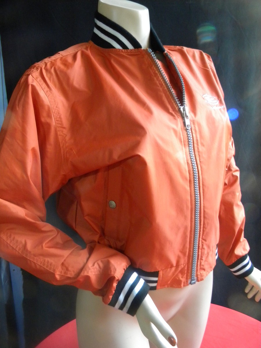 LIBERTO VINTAGE NEUF BLOUSON TEDDY ORANGE COL POIGNET RAYE RARE