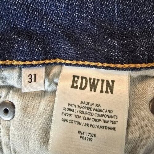 Edwin Elin Crop Womens Jeans Indigo Mid Stone Wash Straight 5 Pockets Size 31 - Picture 12 of 14