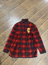 Vintage The Disney Store Winnie the Pooh Plaid Embroidered Fleece Pullover Small