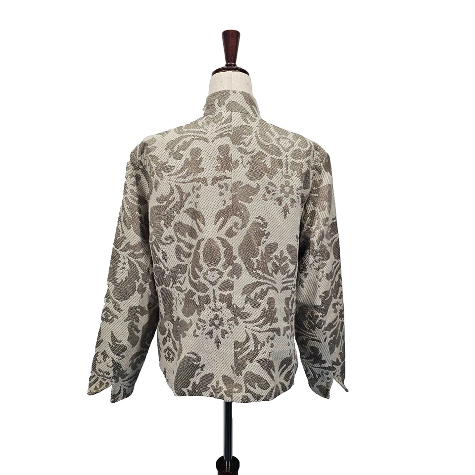 Chaqueta Blazer Coldwater Creek Mujer 14 PETITE Brocado Clásica Oficina Carrera Usada en Excelente Condición Foto 2 de 4