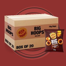 Hula Hoops Big Hoops Iconic Barbecue Beef Flavour | Full Box Of 20 X  70g Bags 