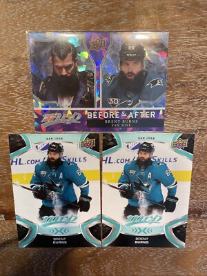 Brent Burns 3 Card 2021-22 MVP Hockey Before & After cracked ice