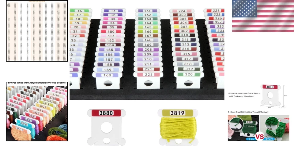 Bobinas de bordado acrílico de 3 mm de calidad artesanal con sistema de fácil identificación Foto 2 de 4