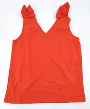 Evolu Shein shirt Womens  Small/4 Orange Sleeveless Ruffle V-neck Top