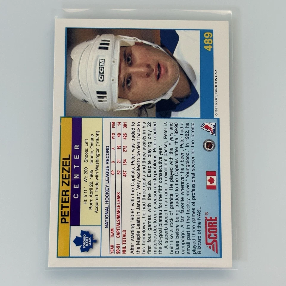 1991-92 Score Canadian Peter Zezel #489 - Image 2 of 2