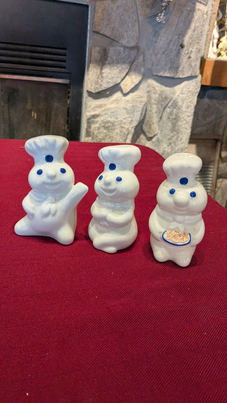Vintage B&M Pillsbury Doughboy Salt & Pepper Shakers, 1997, crazing, 4.25" tall