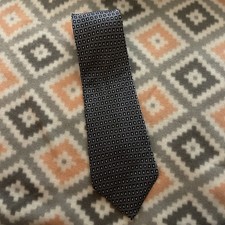 PERRY ELLIS Portfolio 100% Imported Silk Tie - Made in USA Navy Blue Grey Gray