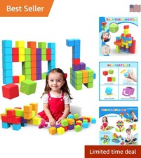 Magnetic Building Blocks, 1.65 inch Large Magnetic Stacking Cubes for Toddler...
