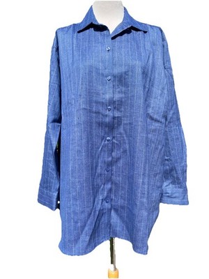 Milano Italy Bluse Damen mit Leinen jeansblau Gr. 40 46