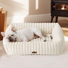 Bedsure ComfyFleece  Cute Dog Bed Medium Large Size Dog Washable  30in Cream