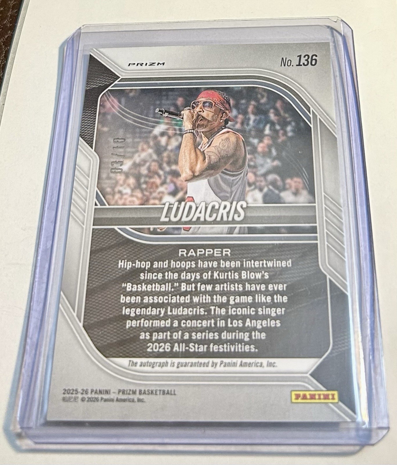 Ludacris 2025-26 Panini Prizm Gold Auto /10 view 2
