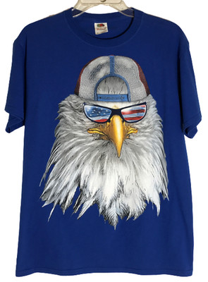 USA FLAG EAGLE Blue T-Shirt  Men s S Fits Women s M