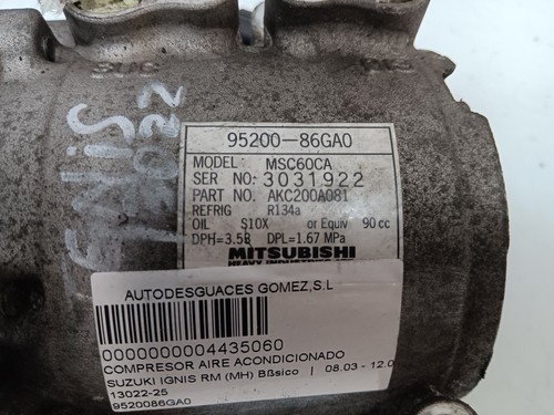 9520086GA0 4435060 klimakompressor SUZUKI IGNIS RM MH BASICO 2003