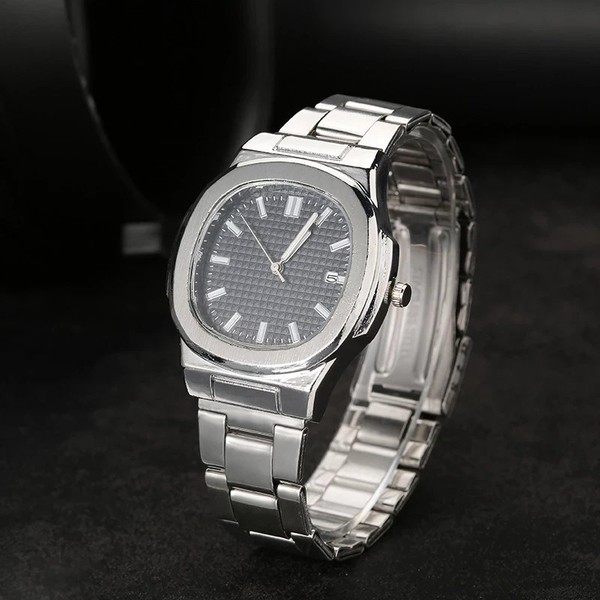 Reloj de Pulsera Acero Inoxidable Cuadrado Deportivo Calendario Quartz 4