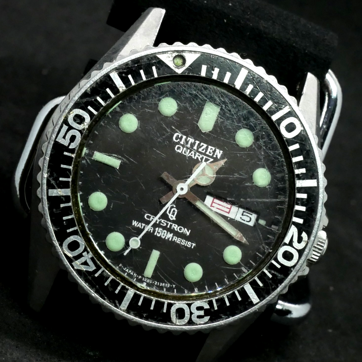 Citizen Crystron Diver 150m Mens Quartz Watch 4-212461 Y Vintage