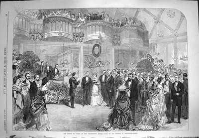 Antique Old Print *3959 1870 Prince Wales Telegraphic Soiree Pender Arlington