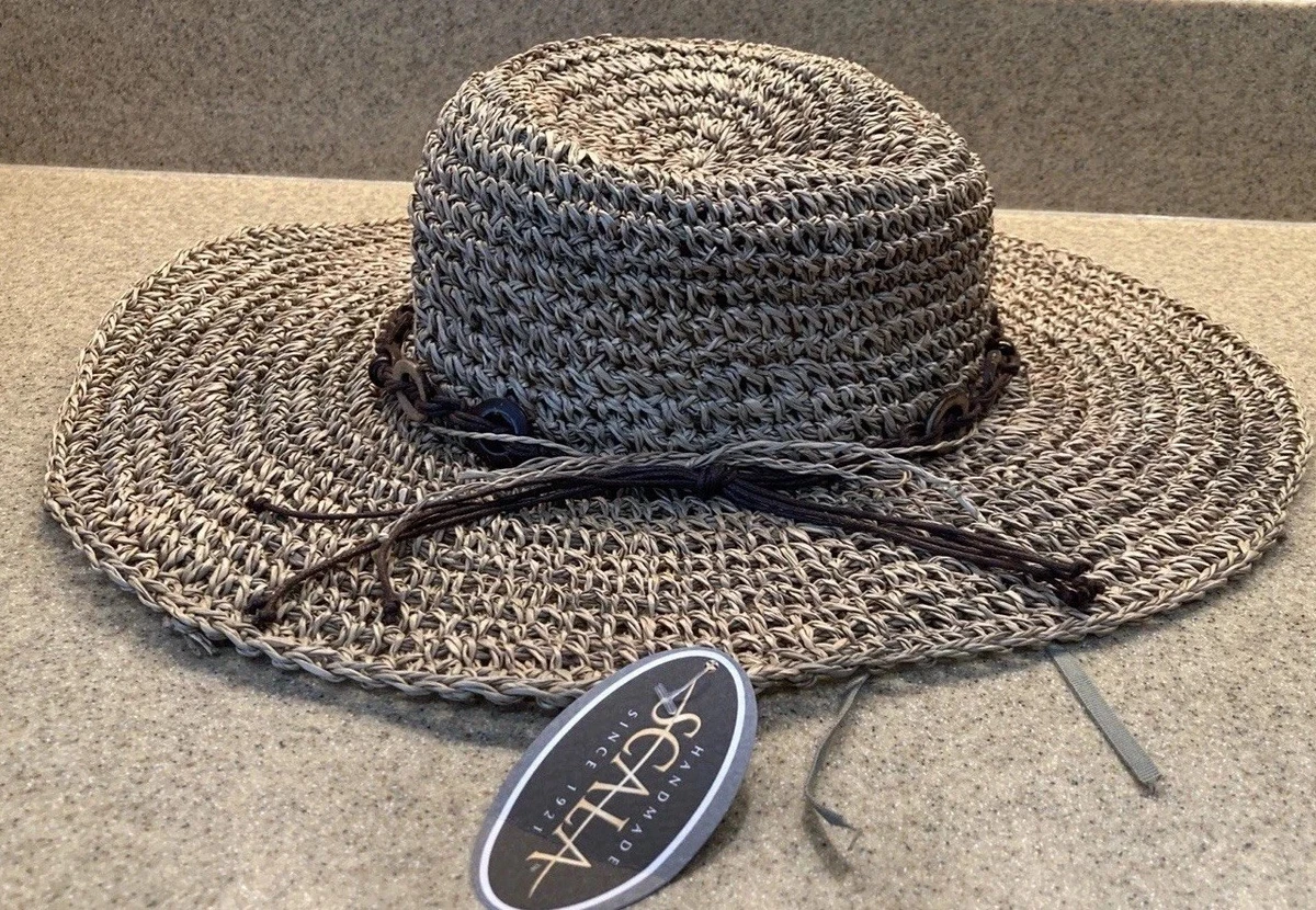 SCALA Straw Wide-Brim Sun Hat with Decorative Teal Scarf Accent 71k6zHGUbjL._AC_UY1000_.jpg main image 3
