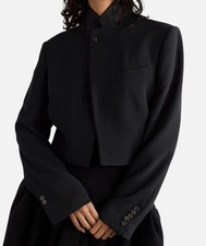 DRIES VAN NOTEN Women's Black Cropped Crepe Blazer Size M