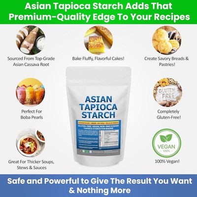 TAPIOCA FLOUR FOR BAKING - TAPIOCA STARCH POWDER 2.5 LB. RESEALABLE POLY BAG