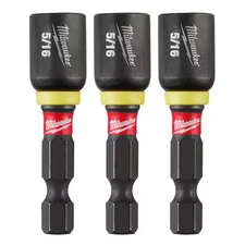 Shockwave Magnetic Nut Driver Bit 5/16" X 1-7/8" Impact Drill Strong (3-Pack)