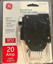 GE THQL1120GFTP 20A 120V 1-Pole GFCI Breaker Self-Test LED Indicator