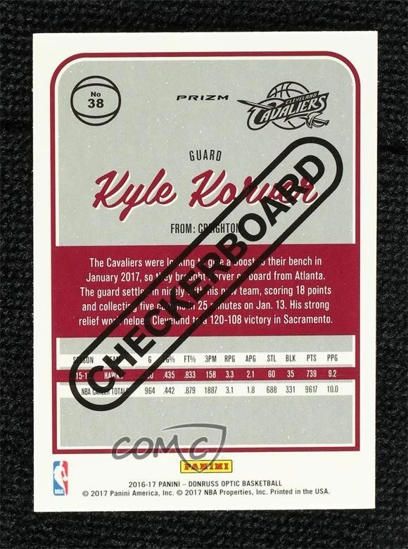 2016-17 Panini Donruss Optic Checkerboard Prizm Kyle Korver #38 - Image 2 of 2